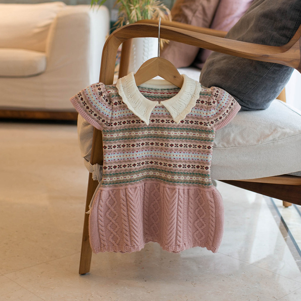 Baby Clothing Line - Vintage Engeland Jacquard gebreide jurk voor