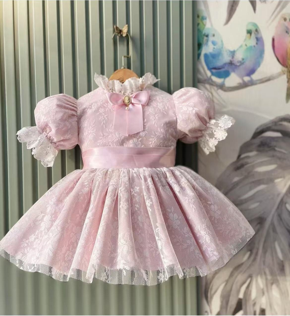 Baby Clothing Dresser - 0-12Y Baby Meisje Zomer Roze Mesh